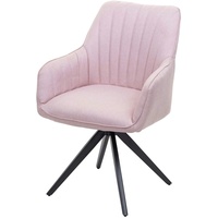 Mendler Esszimmerstuhl HWC-H73, Küchenstuhl Stuhl Armlehnstuhl, Retro Stahl Stoff/Textil ~ rosa