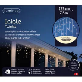 PERAGASHOP Kaemingk LED Lichterkette Icicle Lights 175 Lichter 7,5 m weiß