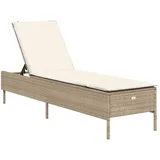 vidaXL Sonnenliege mit Auflage Beige Poly Rattan