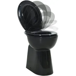 vidaXL Hohe Spülrandlose Toilette Soft-Close 7cm Höher Keramik Schwarz