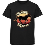 MyDesign24 Print-Shirt bedrucktes Pferde T-Shirt - Mustang Mama Baumwollshirt mit Aufdruck, i164 schwarz 122/128