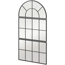 Homcom Wandspiegel dreiteilig, bogenförmiger Spiegel mit Metallrahmen, dekorative Fensterspiegel, Hängespiegel für Badezimmer Wohnzimmer Schwarz