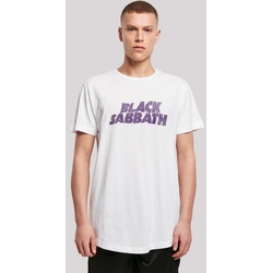 F4NT4STIC T-Shirt Black Sabbath Heavy Metal Band Wavy Logo Distressed Black Print weiß M