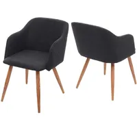 Mendler 2er-Set Esszimmerstuhl HWC-D71, Stuhl Küchenstuhl, Retro Design, Armlehnen