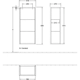 Villeroy & Boch Finion Seitenschrank 41,8 x 93,6 x 27 cm Anthrazit Matt