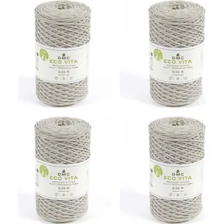 4x DMC Eco Vita-4 – dickes recyceltes Baumwollgarn (4 mm) aus 80 % Baumwolle und 20 % Polyester (Farbe 131)