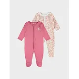 NAME IT Baby Mädchen Schlafanzug 2er-Pack mit Füßen Rose Flower Pyjama 2 Einheiten - Rose Wine - 6 Monate