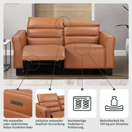 Home Affaire 2-Sitzer HOME AFFAIRE "Carpari, 162 cm, mit manueller od. elektrischer Relaxfunktion", grau (anthrazit), B:162cm H:97cm T:100cm, Sofas, (USB A/C), sowie Kopfteilverstellung