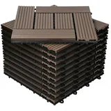 ECD Germany WPC Terrassenfliesen 30x30cm 33er Spar Set Dunkelbraun Holzoptik