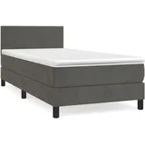 vidaXL Boxspringbett mit Matratze Dunkelgrau 90x200 cm Samt
