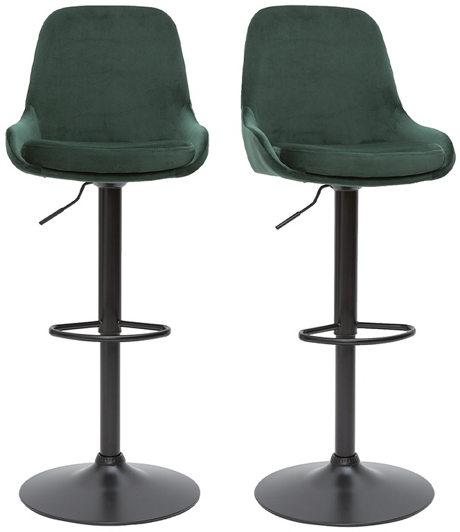 Tabourets de bar design réglables velours vert (lot de 2) HOLO