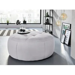 Hocker INOSIGN "Lounis", silber, B:104cm H:44cm T:104cm, Chenille (100% Polyester), Struktur (100% Polyester), Soft clean (98% Polyester 2% Polyamid), Hocker, Rundhocker in 2 Größen,, "Soft clean" für leichte Reinigung mit Wasser