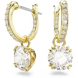 Swarovski Stilla Drop-Ohrhänger, Rundschliff, Weiß, Goldlegierungsschicht