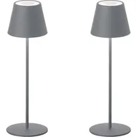 MeineWunschleuchte 2er SET Outdoor Akku Tischlampen Grau ohne Kabel