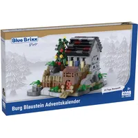 BlueBrixx Pro Burg Blaustein Adventskalender, Mittelalterliches Burg-Set für Erwachsene und Kinder, Klemmbausteine-Set aus 929 Teilen, Weihnachts-Bauspaß für die Vorweihnachtszeit, 106906