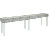 VidaXL Sitzbank Weiß 160x35x45 cm Natur Kubu Rattan &
