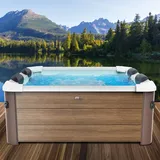 BRAST Whirlpool MSpa Amber Aero Plus mit Fester Außenwand | 180x180x65cm für 6 Personen | 140 Massagedüsen | LED-Beleuchtung in 20 Farben | Ganzjähriger Einsatz Winterfest | In & Outdoor Pool