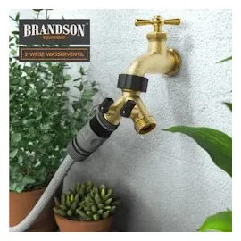 Brandson Wasserventil 2 Wege Y-Verteiler für 3/4 Zoll Wasserhahn Garten Wasserverteiler - Verteileranschluss für Wasserschlauch - 2 Drehschalter