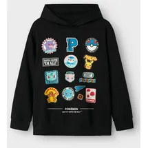 NAME IT Sweatshirt NAME IT "NKMJIMM POKEMON NREG SWE WH UNB NOOS SKY", Jungen, Gr. 116, schwarz, Sweatware, Obermaterial: 60% Baumwolle, 40% Polyester, bedruckt, regular fit normal, Rundhals, Rippbündchen, Sweatshirts Sweatshirt