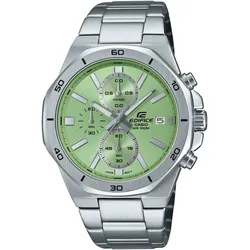 Chronograph CASIO EDIFICE, lindgrün, edelstahlfarben, Armbanduhren, Herren, Quarzuhr, Armbanduhr,Herrenuhr,bis 10bar wasserdicht, Edelstahlarmband