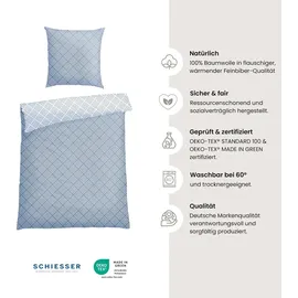 SCHIESSER Bettwäscheset Mabel - Feinbiber - 2-teilig - 135 x 200 cm - Hellblau