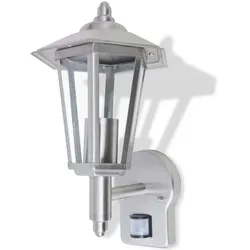 vidaXL Außenwandlampe Laterne Aufrecht Edelstahl mit Bewegungssenor