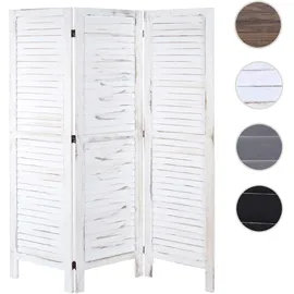 Mendler Paravent HWC-G30, Trennwand Sichtschutz Raumteiler, Shabby-Look 170x120cm ~ weiß