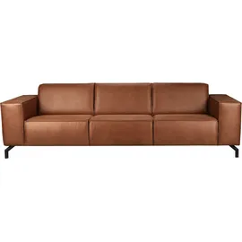 Home Affaire 3-Sitzer HOME AFFAIRE "Lorcan 257 cm, weiches Sitzgefühl", cognac, B:257cm H:77cm T:93cm, 35% LEATHER, 65% PES, Sofas, mit schwarzen Metallfüßen, Lederoptik und in weichem Strukturstoff