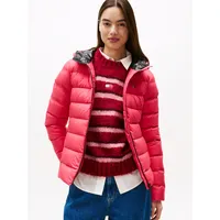 Tommy Hilfiger TOMMY JEANS Damen TJW SLIM HOOD PRNT DOWN JCKT EXT DW0DW21617, Rot, S, Rot (Vintage Cerise), S