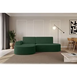 altdecor Eckcouch Cord mit Schlaffunktion und Bettkasten 2-Sitzer Grün