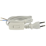 weitere UNITEC Euro-Zuleitung mit Schnurschalter, H03VVH2-F 2x0,75mm2, mit verbautem Euro-Stecker, IP20, 2m, weiß