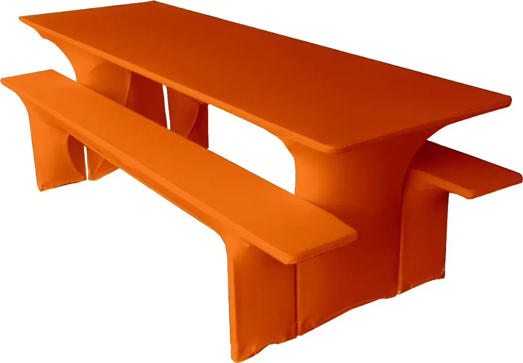 Festzeltgarniturhussen-Set München Stretch Orange (2 Größen) - 220 x 50 x 70 cm