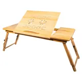Home Collective Laptoptisch Bambus Laptoptisch, Notebooktisch klappbar, höhenverstellbar, XL, Multifunktional, Betttisch für Lesen oder Frühstück, Zeichentisch beige 90 cm x 57 cm x 35 cm