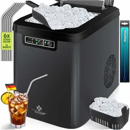 Kesser - Eiswürfelbereiter Eiswürfelmaschine Edelstahl Ice Maker 12 kg 24 h Zubereitung in 7 min 2.2 Liter Wassertank 2 Eiswürfel-Größen Anthrazit /