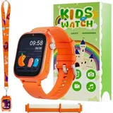 4G Kinder Smartwatch mit GPS und Anrufe, Armbanduhr Kinder Junge mädchen,mit Video Phone Call, Nachrichten, Schulmodus, SOS, Spiele Funktion,Orange - Orange