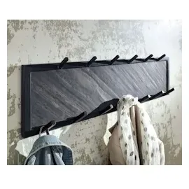 FineBuy Garderoben Set FineBuy Flurgarderobe Schwarz Holz Massiv Wandgarderobe Sitzbank