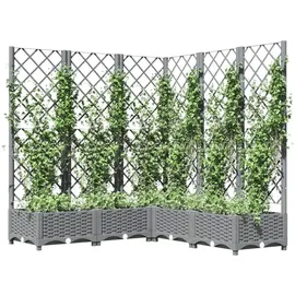 vidaXL Pflanzkübel mit Rankgitter Hellgrau 120x120x121,5 cm PP