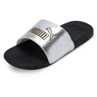 Puma Unisex Cool Cat 2.0 Metallic Shine Slide Sandal, Silver Gold Black, 38 EU