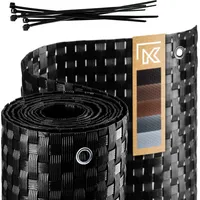 Kadax Balkonverkleidung 100 x 300 cm Schwarz Rattan