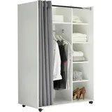 Pol-Power Kleiderschrank Jenke 100 x 145 x 50 cm Weiß/Grau