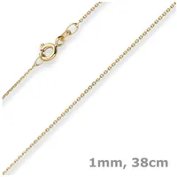 Schmuck Krone Goldkette 1mm Ankerkette diamantiert aus 585 Gelbgold 38cm, Gold 585 goldfarben