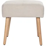 miliboo Niedriger Hocker aus Stoff mit strukturiertem Samteffekt in Beige und hellem Massivholz H46 cm