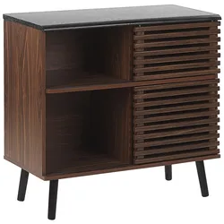 Sideboard dunkler Holzfarbton verschiebbare Türen PERTH