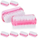 Relaxdays Nagelbürste, 8 Stück Weiß,Rosa