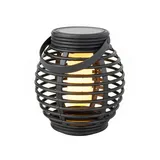 MARELIDA LED Solar Laterne Flammeneffekt Balkon Tischleuchte Korboptik Sensor