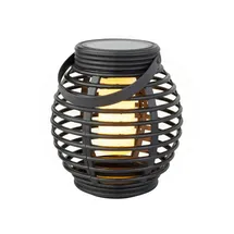 MARELIDA LED Solar Laterne Flammeneffekt Balkon Tischleuchte Korboptik Sensor