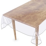 Tischdecke Transparent abwaschbar Durchsichtig Folie mit Saum in Hellgrau 260x140cm 0,5mm