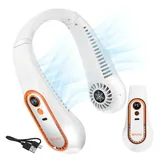 Ruhhy Akku-Ventilator Nackenventilator LED Mini-Ventilator, kabelloser Betrieb mit integriertem Akku und LED-Anzeige weiß