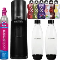 Sodastream Wassersprudler Terra Schwarz mit 2 Flaschen und Bolero Sorten - Schwarz