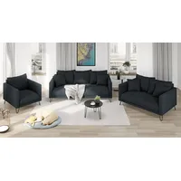 s-style möbel 3-2-1 Garnitur Chenille 3-Sitzer + 2-Sitzer + Sessel Grau